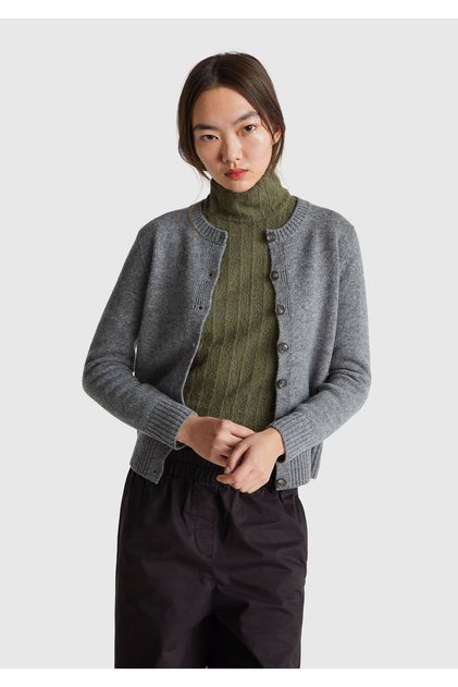 Woman anthracite melange shetland cardigan