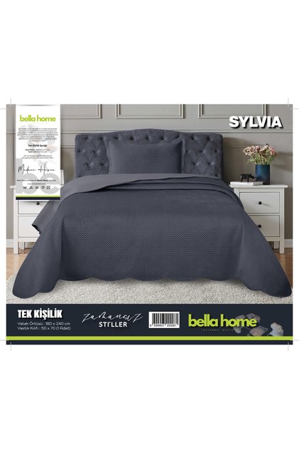 Sylvia Single Bedspread - Anthracite