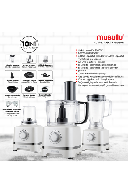 Mutfak Robotu 10 in 1 2000W MSL-2034