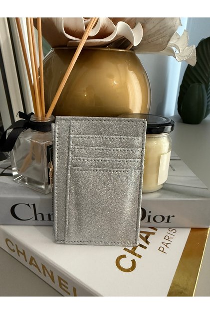 Sparkling Silver Glitter Card Holder