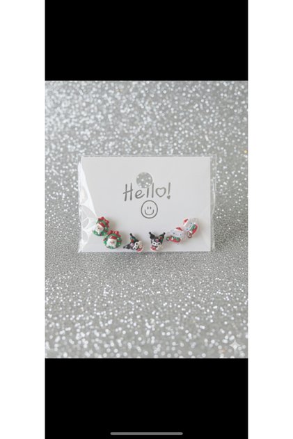 Special Gift for New Year's Eve Earring Set of 3 Santa Claus Kuromi