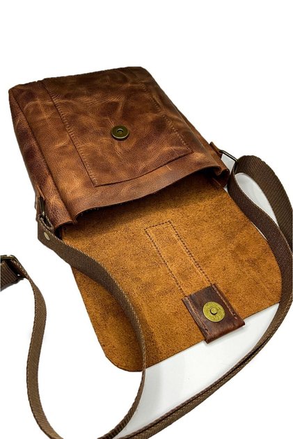 Genuine Leather Shoulder Bag Brown