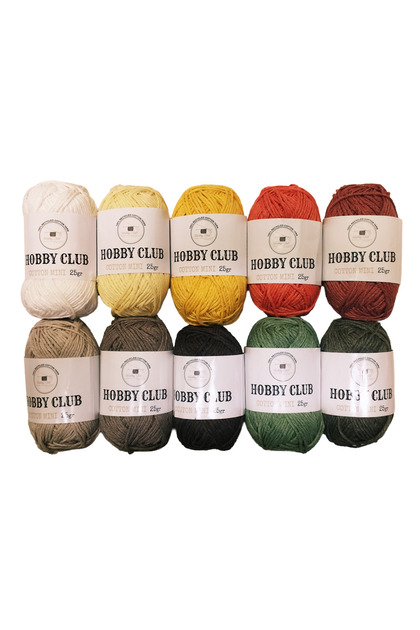 25 Gr 10 Colors Amigurumi, Punch and Bag String 100% Cotton Mini Set Autumn