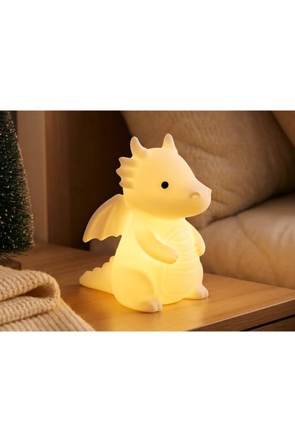 Sevimli Ejderha Pilli Mum Gece Lambası | 3D Baskı Dekor | Tealight Sarı Işık