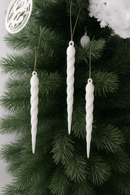 Christmas Tree Ornament White Ice Crystal Pendants 3 Pieces