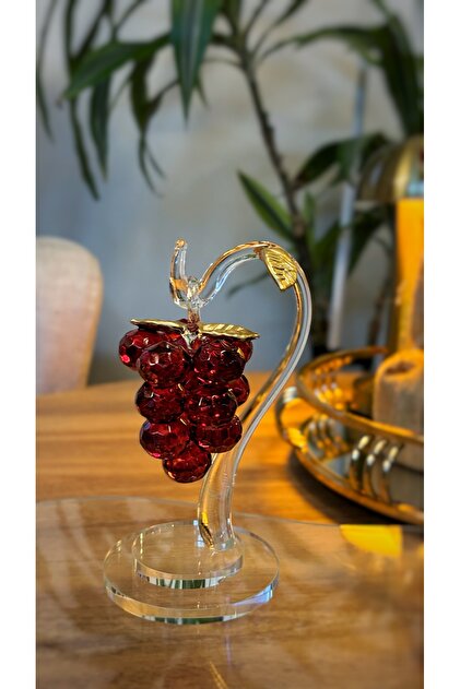 Dekoratif Kristal Cam Tekli Sarkık Üzüm Kırmızı