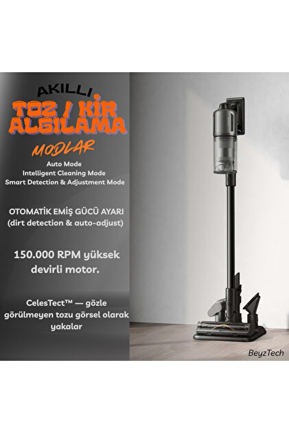 Dreame Kablosuz Dikey Süpürge | 310AW Güç, Akıllı Toz Algılama