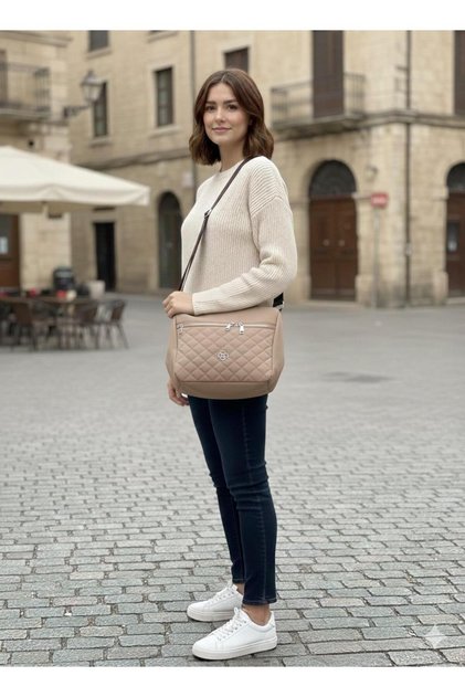 Buzzy Mink Crossbody 3 Compartment Hand and Shoulder Bag