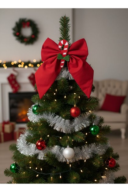 Christmas Tree Ornament Red Bow Christmas Door Ornament