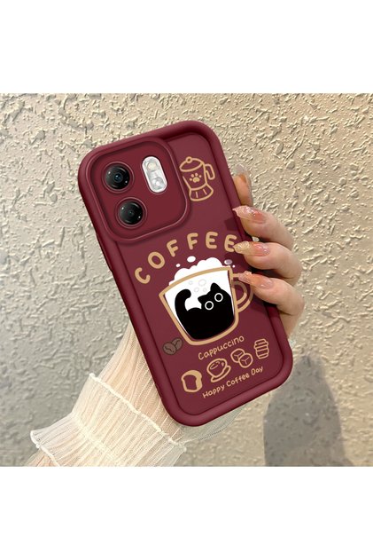 Infinix Hot 50I Compatible Silicone Material Shockproof Simple Burgundy Color Case