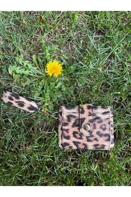Women's Brown Suede Keychain Wallet with Detailed Design