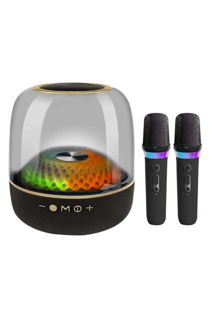 Boxa Portabila cu 2 Microfoane Wireless, Efect de Sticla, Bluetooth, pentru Karaoke