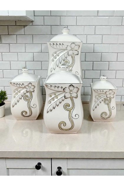 Porcelain spice jars, set of 4 pieces