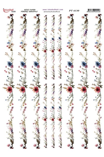 Brass Decopage Paper 30X42Cm Pt-4130 Border Flower
