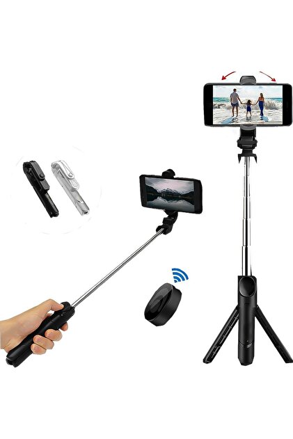 Tripod Bluetooth Kumandalı 360° Döner Selfie Çubuğu | Telefon Tutucu Stand – Hafif Katlanabilir