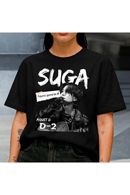 barsdepo BTS SUGA Baskılı Tişört, Oversize Unisex Tişört Çocuk