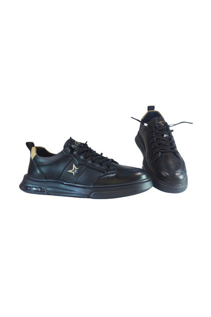 Men's Rubber Lace-Up Closure Genuine Leather Casual Sneakers