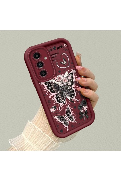 Samsung Galaxy A04S Compatible Silicone Material Shockproof Simple Burgundy Phone Case