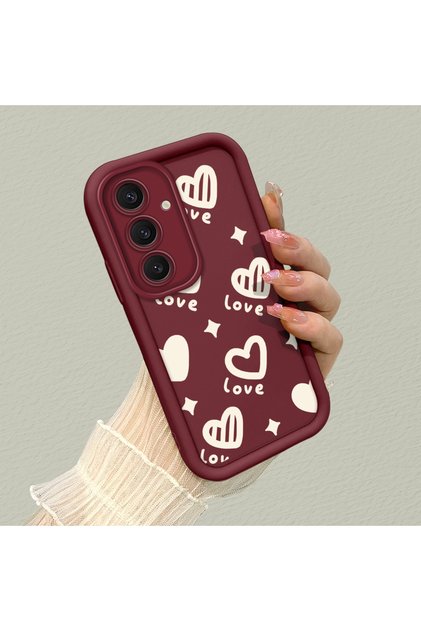Samsung Galaxy S24 Plus Compatible Silicone Material Shockproof Simple Burgundy Phone Case