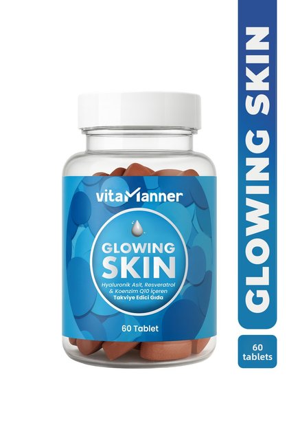 Glowing Skin | Skin Vitamin 60 Tablets | Hyaluronic Acid Glutathione Resveratrol