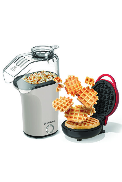 Mini Waffle Maker with Popcorn Maker Red