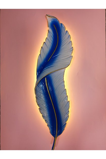 Tüy ve yaprak görünümlü modern aplik ebat(62×18