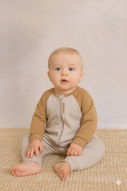 Reglan Sleeve Zippered 3-Thread Baby Romper