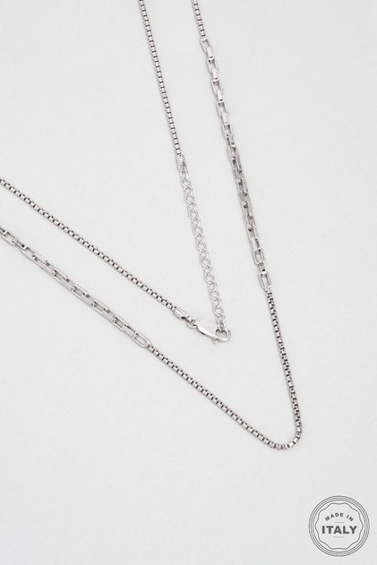 İtalyan 18 Ayar Beyaz Altın Kaplama 55 Cm Gümüş Unisex Kolye