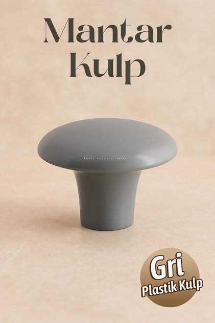 (SERT PLASTİK) Mantar Düğme Gri Yuvarlak Mobilya Mutfak Çekmece Dolap Dolabı Kulpu Kulbu Kulpları