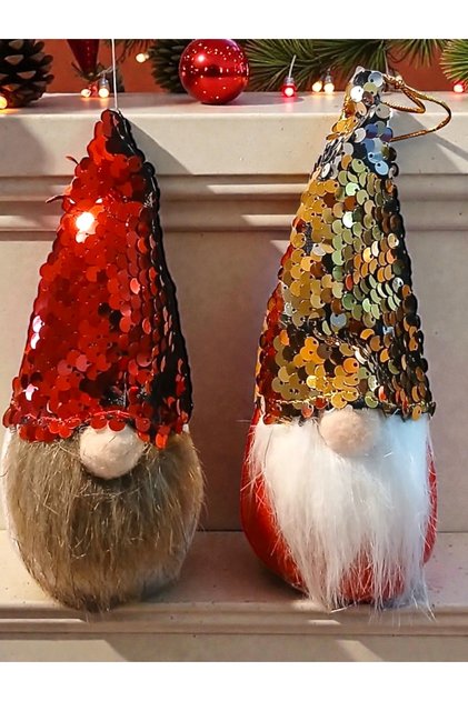 1 Piece 16 cm Sequined Gnome Bearded Christmas Fortune Dwarf Christmas Ornament Tree Car Ornament T81