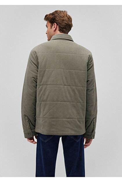Mavi Kapitone Haki Kadife Ceket Loose Fit / Bol Rahat Kesim