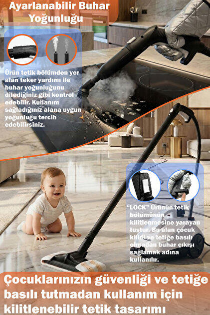 【スパトムホ3D】しー様★専用ページ womidi SW618-D Çok Fonksiyonlu 28 Parça Buharlı Temizleyici Paspas