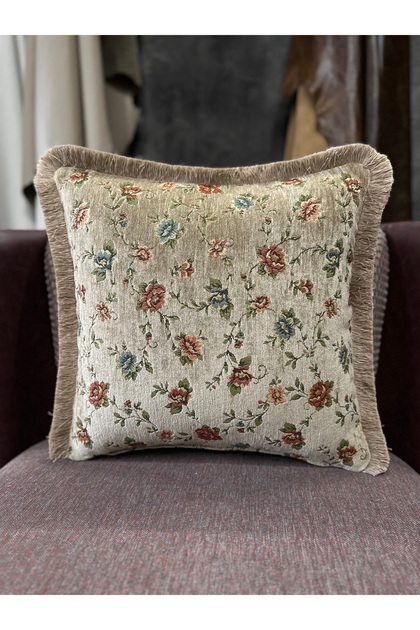 Tapestry Woven Linen Brown Tufted Throw Pillow Cover 43X43Cm