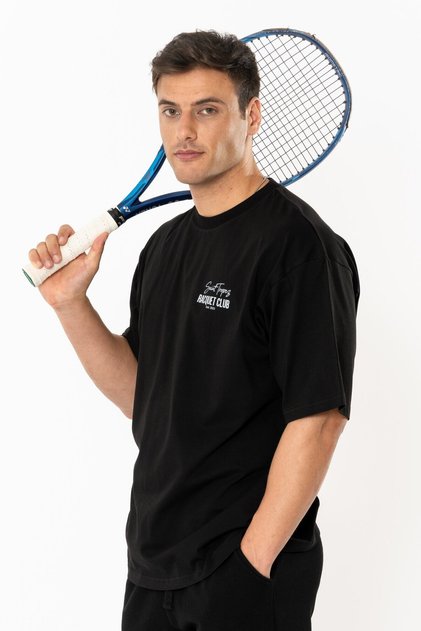 Racquet Lover Oversize T-Shirt Ανδρικό - Μαύρο