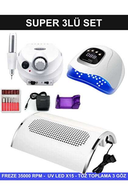 Shena Protez Tırnak Kalıcı Oje Seti (FREZE MAKİNESİ + X15 UV/LED