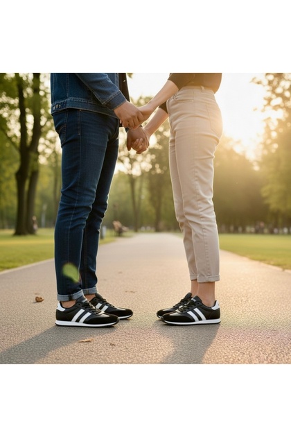Unisex Black and White High-Sole Shoes