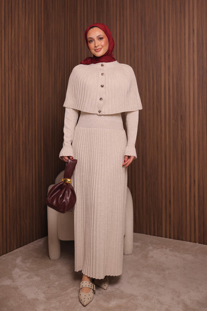 Women's Tight Knitted Cape Sweater Hijab Dress Std Size 3139