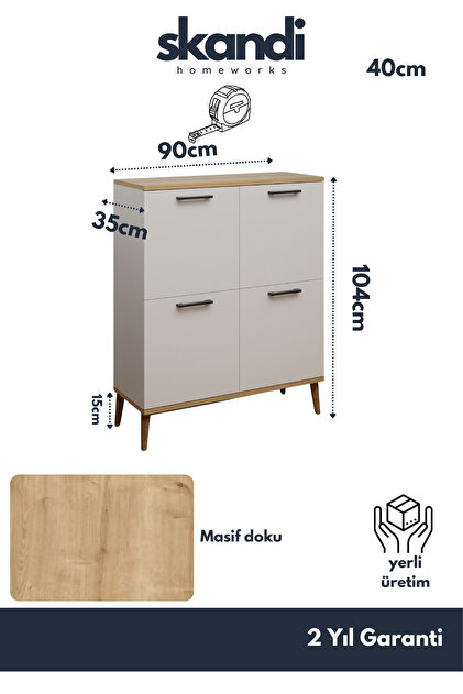 Skandi homeworks Vittoria 4 kapaklı Çok Amaçlı Dolap Kahve Köşesi