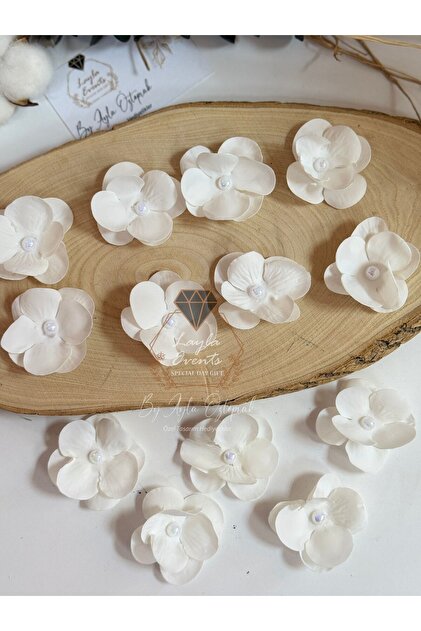 LAYLAEVENTS İncili Ortanca yapay Hazır Çiçek -20li paket-BEYAZ