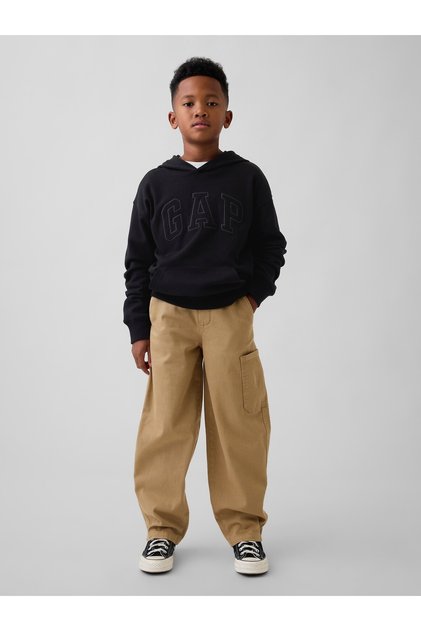Erkek Çocuk Kahverengi Brushed Easy Kargo Baggy Pantolon