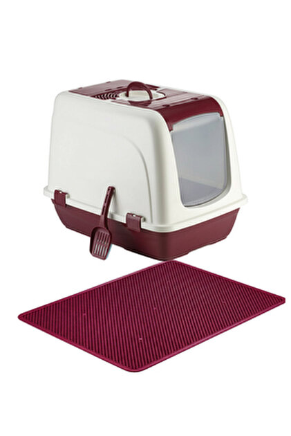 Petozi Kapalı Büyük Boy Kedi Tuvaleti XXL 52x66x46cm Elekli Paspas