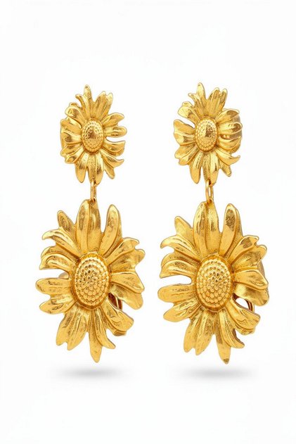 Women's Earrings 6cm Two Sunflower Dangle Earrings