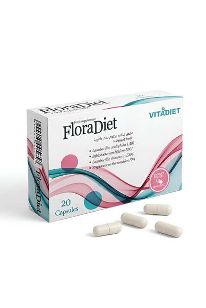 FloraDiet فلوراديت مكمل غذائي يحتوي على بكتيريا نافعة ( بروبيوتك ) 20 كبسولة