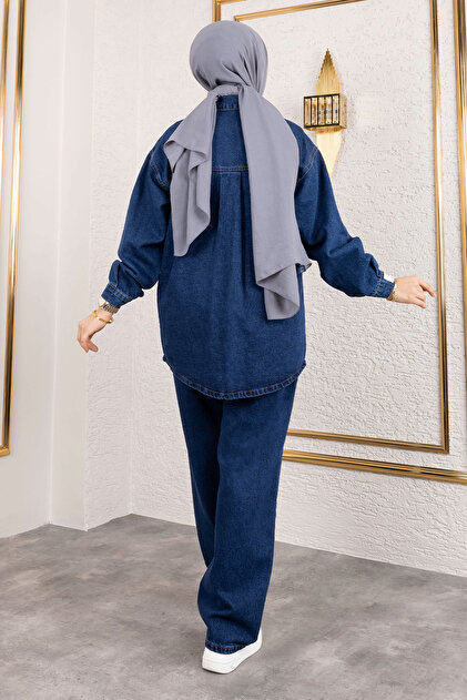 Tesettür Dünyası More Denim Takım TSD250101 Koyu Mavi - Fiyatı