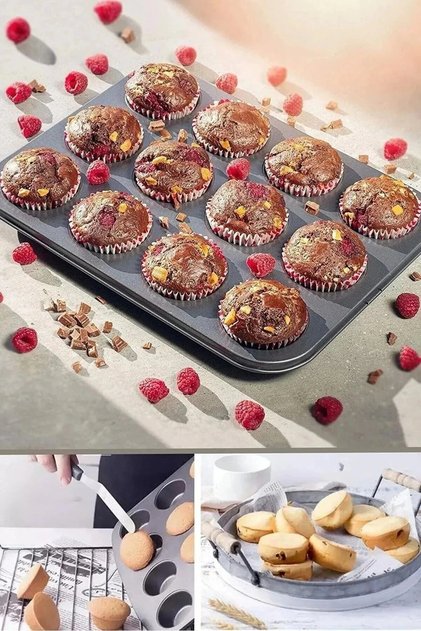 12-Piece Fireproof Muffin and Cheesecake Mold - Cake Cookie Pie Tray