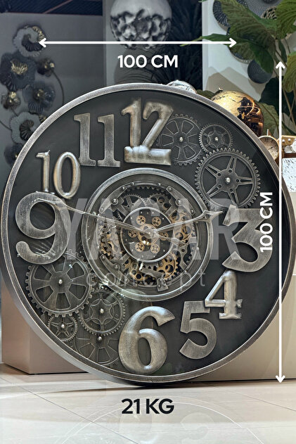 YASAR CONCEPT Horloge Metal Çarklı Duvar Saati 100 Cm - Fiyatı