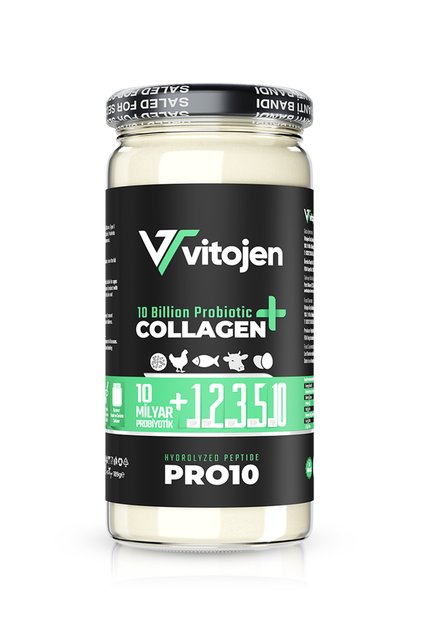 Pro10 Kolajen ve 10 Milyar Probiyotik | Prebiyotik Lifli 5 Tip Kolajen | Tavuk Menşeli Tip 2 Kolajen