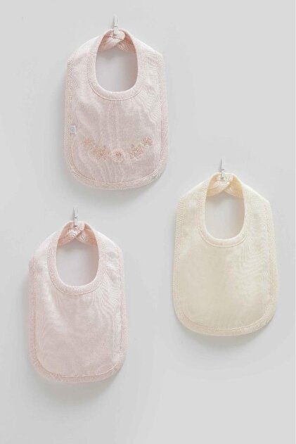 100% Cotton Love Hugs 3-Piece Baby Bib Crml.Onk2039 Pink