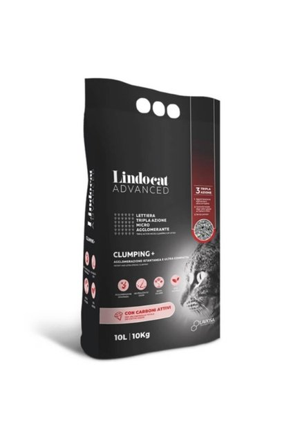 Lindocat Advanced Aktif Karbonlu Ekstra Güçlü Topaklanan Gri Kedi Kumu TR-1 Adet-10 Lt-İnce Taneli-T