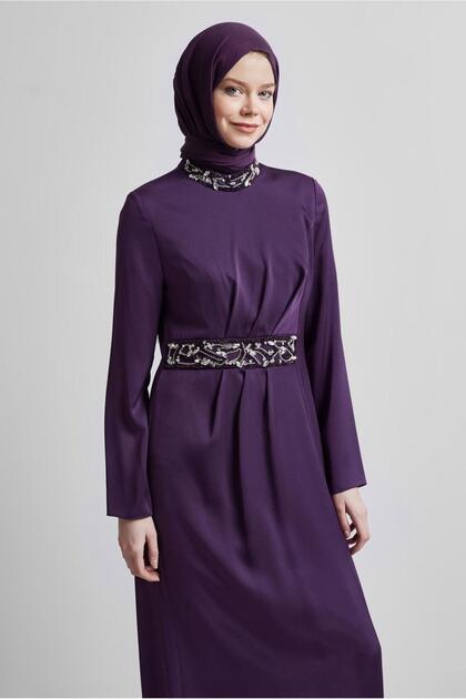 Stone Detailed Evening Dress 45321